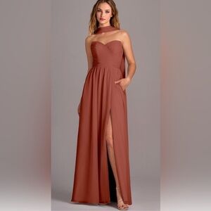 Azazie Joni Auburn Chiffon Gown